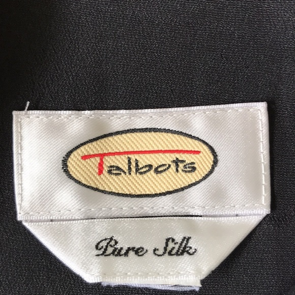 Talbots silk brown/cream/black faux wrap fit n flare sleeveless dress EUC - Picture 4 of 10
